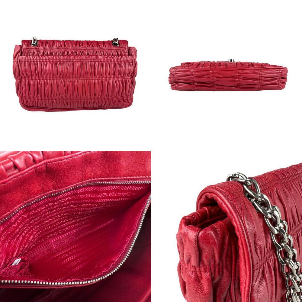 Prada shoulder bag leather metal red silver - Picture 3 of 4